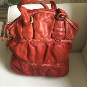 Italian Leather Hobo Bag pale Red